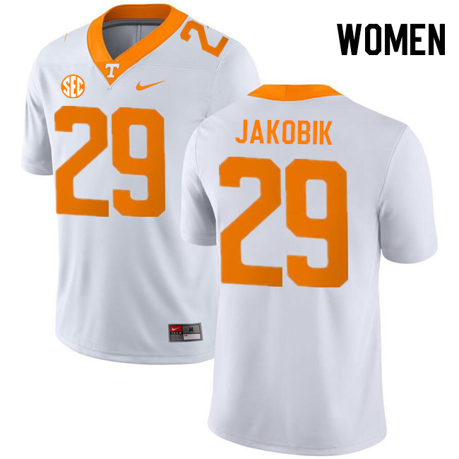 Women #29 Jack-Henry Jakobik Tennessee Volunteers College Football Jerseys Stitched-White